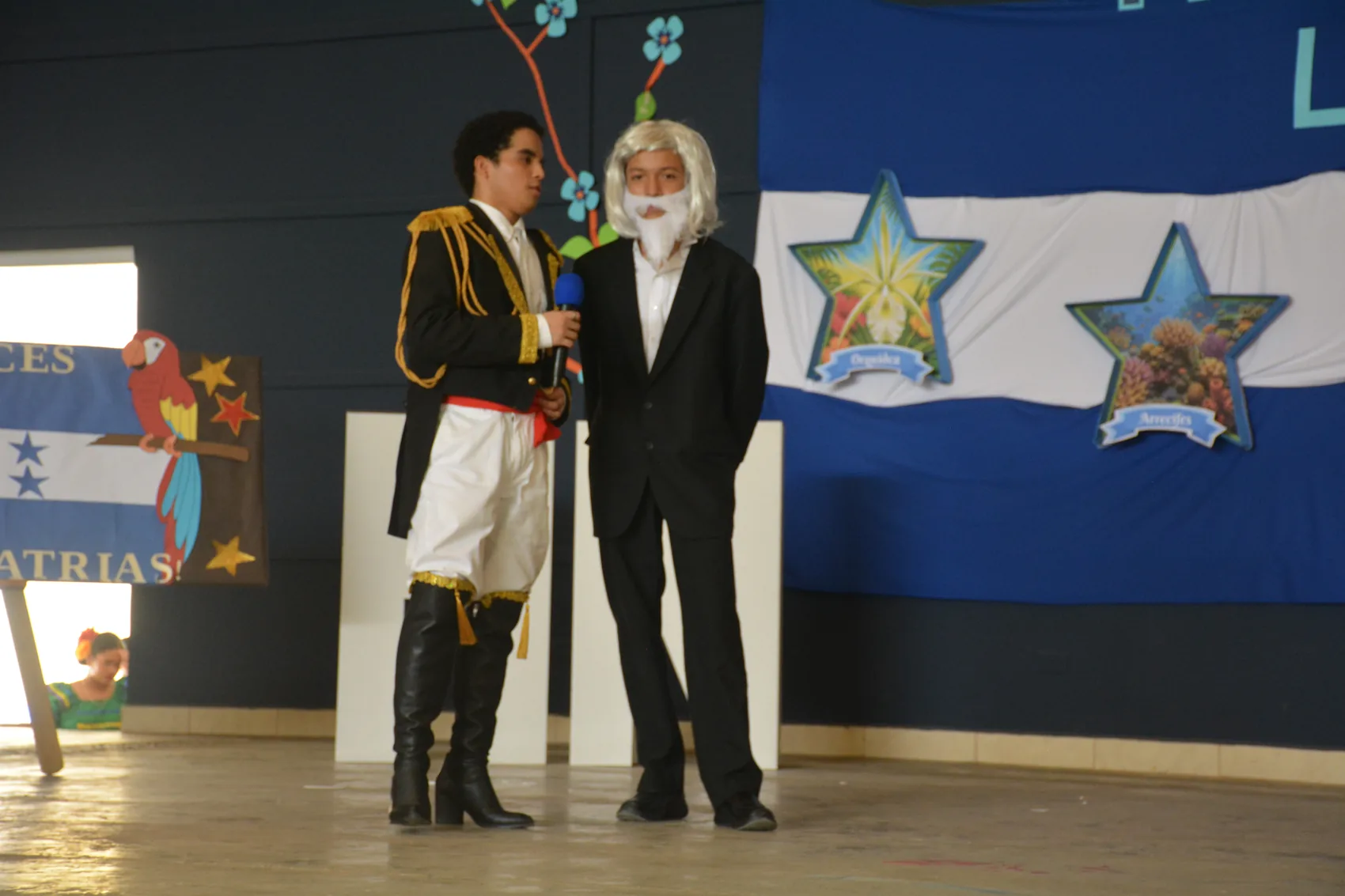 History came alive through student dramatization.