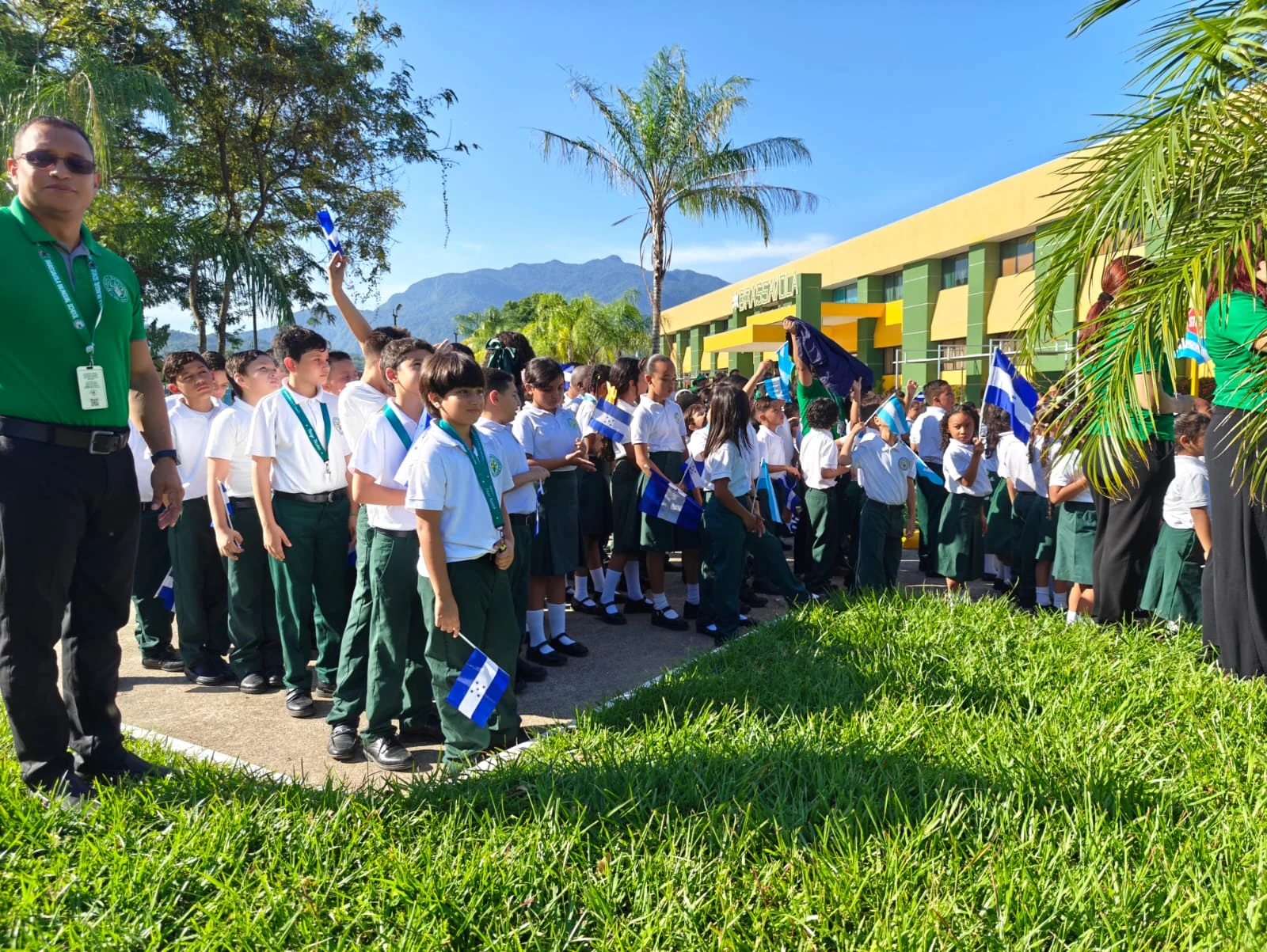 Brassavola students taking part in the opening of Independence Month